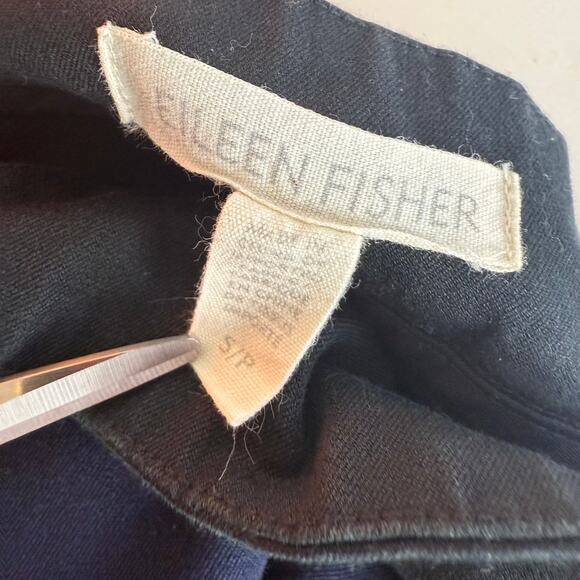 Eileen Fisher Womens Organic Cotton Two-Tone Twill Ankle Navy/Grey Pants Small - Picture 8 of 9